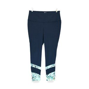 NWT Chicos Zenergy Women's Leggings Blue Green Striped/Botton Size 2‎ MSRP $79